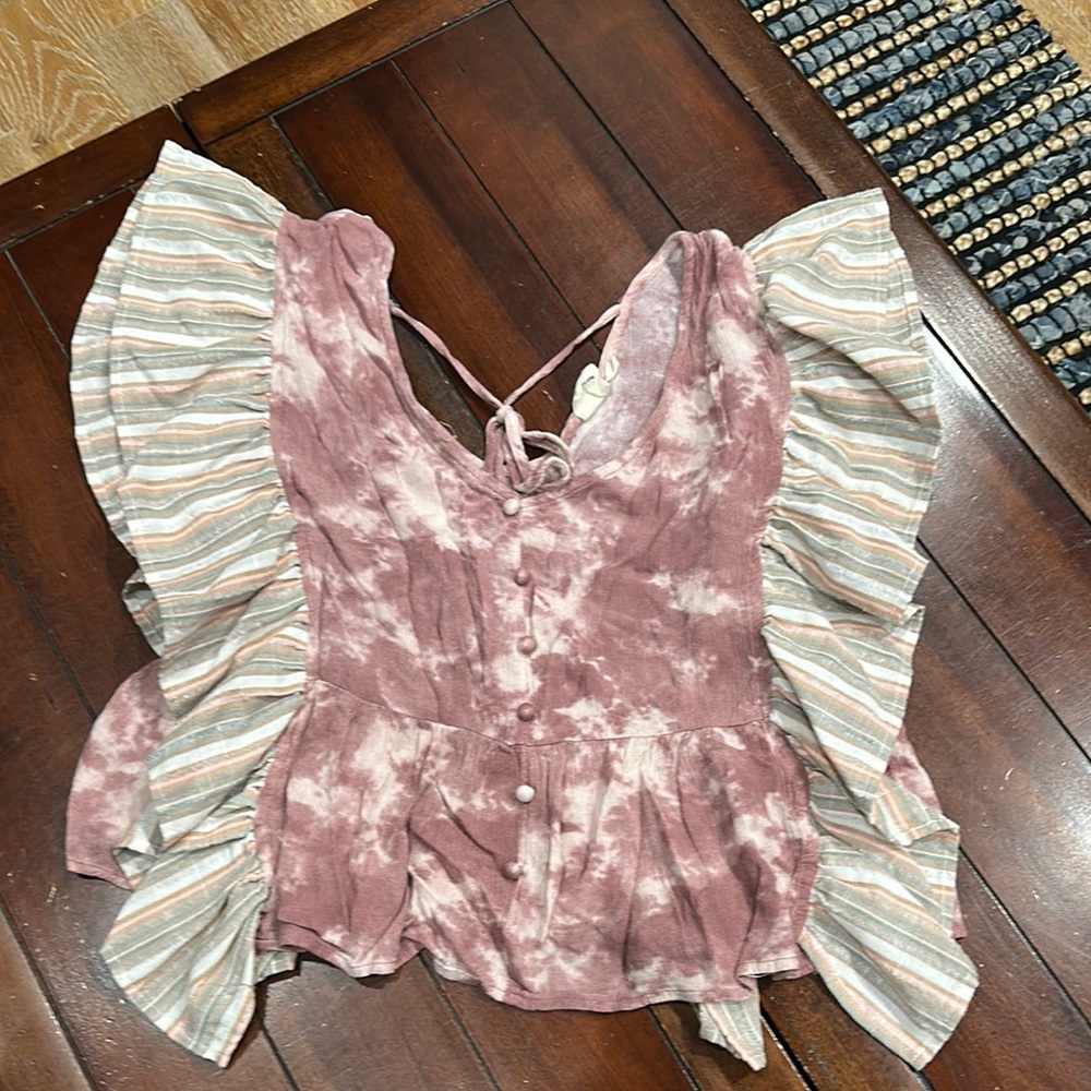 Grace and Emma Stylish Pink Tie-Dye Women's Top
